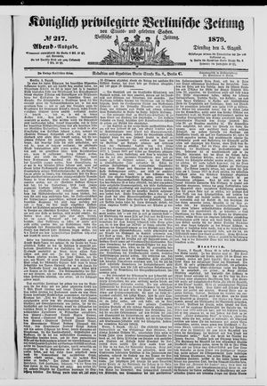 Königlich privilegirte Berlinische Zeitung von Staats- und gelehrten Sachen on Aug 5, 1879