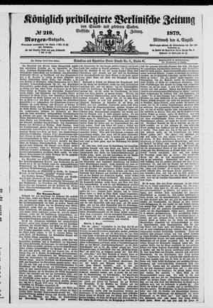 Königlich privilegirte Berlinische Zeitung von Staats- und gelehrten Sachen on Aug 6, 1879