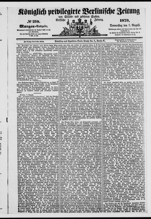 Königlich privilegirte Berlinische Zeitung von Staats- und gelehrten Sachen vom 07.08.1879