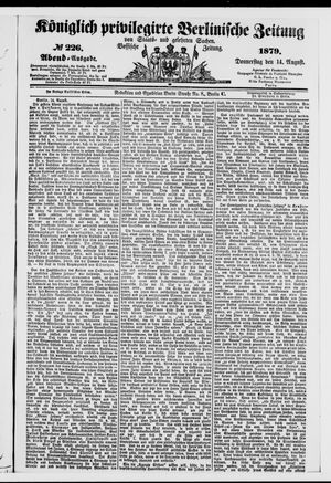 Königlich privilegirte Berlinische Zeitung von Staats- und gelehrten Sachen vom 14.08.1879
