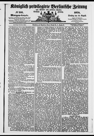 Königlich privilegirte Berlinische Zeitung von Staats- und gelehrten Sachen on Aug 19, 1879