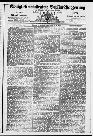 Königlich privilegirte Berlinische Zeitung von Staats- und gelehrten Sachen on Aug 20, 1879