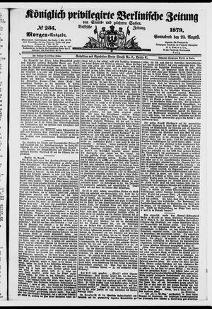 Königlich privilegirte Berlinische Zeitung von Staats- und gelehrten Sachen on Aug 23, 1879
