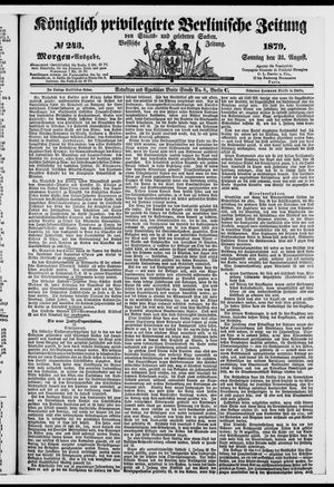 Königlich privilegirte Berlinische Zeitung von Staats- und gelehrten Sachen vom 31.08.1879
