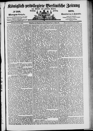 Königlich privilegirte Berlinische Zeitung von Staats- und gelehrten Sachen on Sep 6, 1879