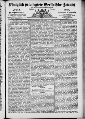 Königlich privilegirte Berlinische Zeitung von Staats- und gelehrten Sachen vom 10.09.1879