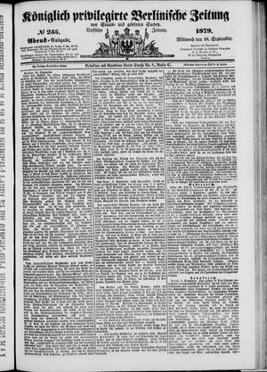 Königlich privilegirte Berlinische Zeitung von Staats- und gelehrten Sachen vom 10.09.1879