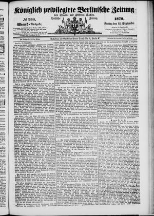 Königlich privilegirte Berlinische Zeitung von Staats- und gelehrten Sachen vom 12.09.1879