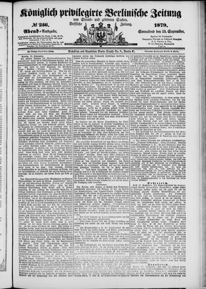 Königlich privilegirte Berlinische Zeitung von Staats- und gelehrten Sachen vom 13.09.1879