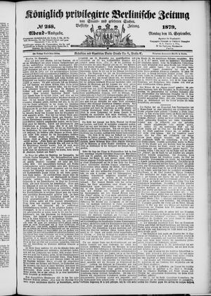 Königlich privilegirte Berlinische Zeitung von Staats- und gelehrten Sachen vom 15.09.1879
