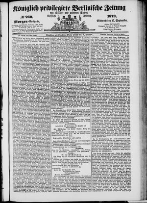 Königlich privilegirte Berlinische Zeitung von Staats- und gelehrten Sachen vom 17.09.1879