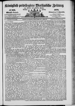 Königlich privilegirte Berlinische Zeitung von Staats- und gelehrten Sachen vom 17.09.1879