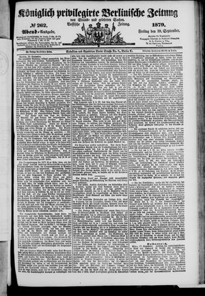 Königlich privilegirte Berlinische Zeitung von Staats- und gelehrten Sachen vom 19.09.1879
