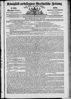 Königlich privilegirte Berlinische Zeitung von Staats- und gelehrten Sachen vom 20.09.1879