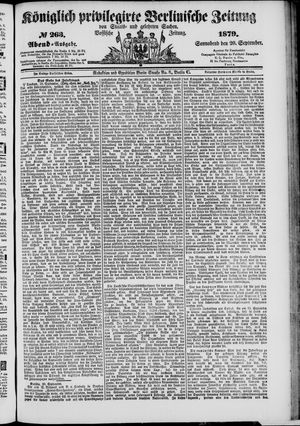 Königlich privilegirte Berlinische Zeitung von Staats- und gelehrten Sachen vom 20.09.1879