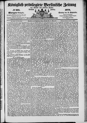 Königlich privilegirte Berlinische Zeitung von Staats- und gelehrten Sachen vom 21.09.1879