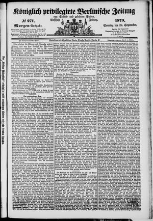 Königlich privilegirte Berlinische Zeitung von Staats- und gelehrten Sachen vom 28.09.1879