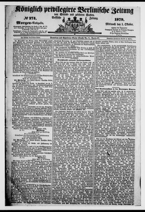 Königlich privilegirte Berlinische Zeitung von Staats- und gelehrten Sachen on Oct 1, 1879