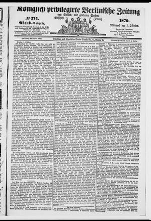 Königlich privilegirte Berlinische Zeitung von Staats- und gelehrten Sachen on Oct 1, 1879