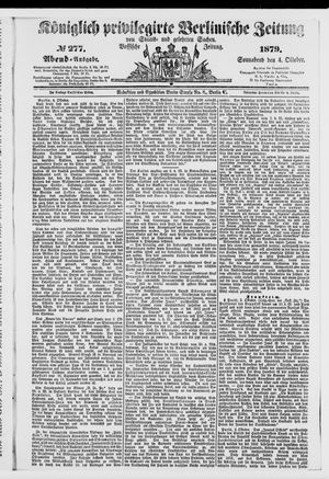 Königlich privilegirte Berlinische Zeitung von Staats- und gelehrten Sachen vom 04.10.1879
