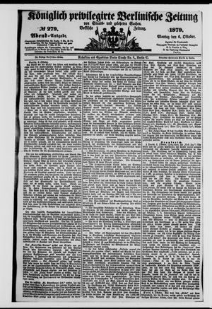 Königlich privilegirte Berlinische Zeitung von Staats- und gelehrten Sachen vom 06.10.1879