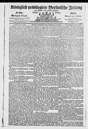 Königlich privilegirte Berlinische Zeitung von Staats- und gelehrten Sachen vom 08.10.1879