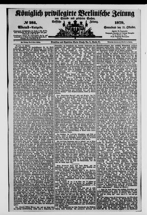 Königlich privilegirte Berlinische Zeitung von Staats- und gelehrten Sachen vom 11.10.1879