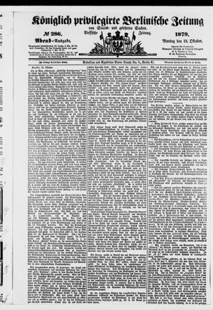 Königlich privilegirte Berlinische Zeitung von Staats- und gelehrten Sachen on Oct 13, 1879
