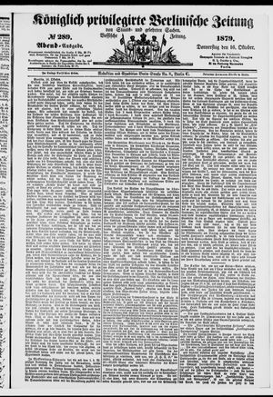 Königlich privilegirte Berlinische Zeitung von Staats- und gelehrten Sachen vom 16.10.1879