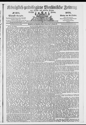 Königlich privilegirte Berlinische Zeitung von Staats- und gelehrten Sachen vom 20.10.1879