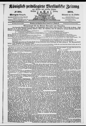 Königlich privilegirte Berlinische Zeitung von Staats- und gelehrten Sachen on Oct 22, 1879