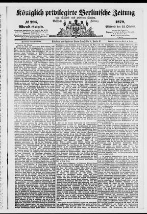 Königlich privilegirte Berlinische Zeitung von Staats- und gelehrten Sachen on Oct 22, 1879