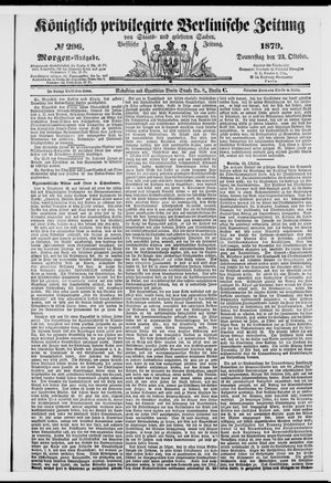 Königlich privilegirte Berlinische Zeitung von Staats- und gelehrten Sachen vom 23.10.1879
