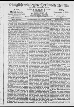 Königlich privilegirte Berlinische Zeitung von Staats- und gelehrten Sachen vom 23.10.1879