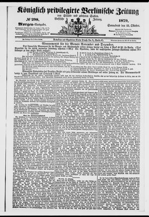 Königlich privilegirte Berlinische Zeitung von Staats- und gelehrten Sachen vom 25.10.1879