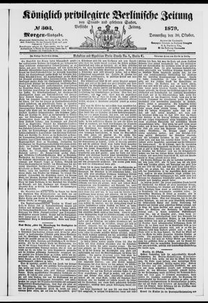 Königlich privilegirte Berlinische Zeitung von Staats- und gelehrten Sachen vom 30.10.1879