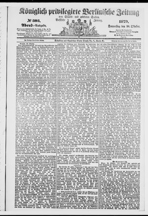 Königlich privilegirte Berlinische Zeitung von Staats- und gelehrten Sachen vom 30.10.1879