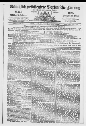 Königlich privilegirte Berlinische Zeitung von Staats- und gelehrten Sachen vom 31.10.1879