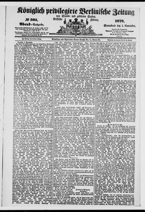Königlich privilegirte Berlinische Zeitung von Staats- und gelehrten Sachen vom 01.11.1879