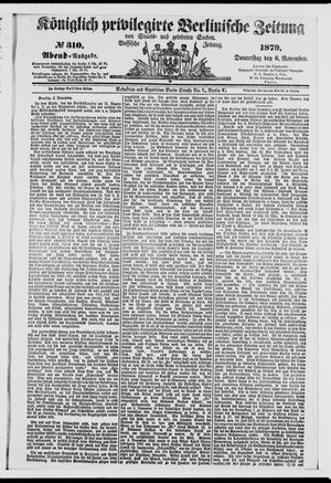 Königlich privilegirte Berlinische Zeitung von Staats- und gelehrten Sachen vom 06.11.1879