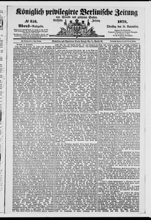 Königlich privilegirte Berlinische Zeitung von Staats- und gelehrten Sachen vom 11.11.1879
