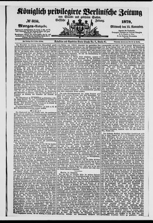 Königlich privilegirte Berlinische Zeitung von Staats- und gelehrten Sachen vom 12.11.1879
