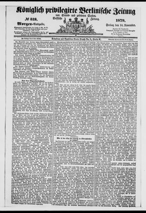 Königlich privilegirte Berlinische Zeitung von Staats- und gelehrten Sachen vom 14.11.1879