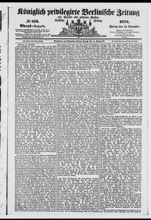Königlich privilegirte Berlinische Zeitung von Staats- und gelehrten Sachen vom 14.11.1879