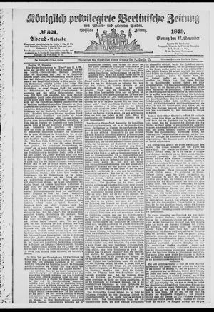 Königlich privilegirte Berlinische Zeitung von Staats- und gelehrten Sachen vom 17.11.1879
