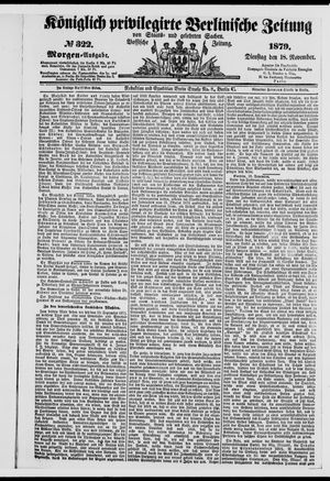 Königlich privilegirte Berlinische Zeitung von Staats- und gelehrten Sachen vom 18.11.1879