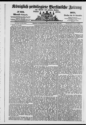Königlich privilegirte Berlinische Zeitung von Staats- und gelehrten Sachen vom 18.11.1879