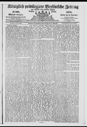 Königlich privilegirte Berlinische Zeitung von Staats- und gelehrten Sachen on Nov 21, 1879