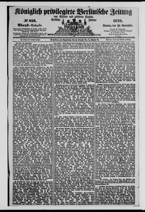 Königlich privilegirte Berlinische Zeitung von Staats- und gelehrten Sachen on Nov 24, 1879