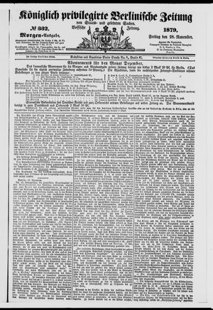 Königlich privilegirte Berlinische Zeitung von Staats- und gelehrten Sachen vom 28.11.1879